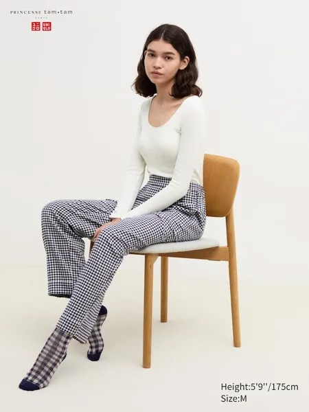 Фланелевые брюки в клетку Uniqlo, синий