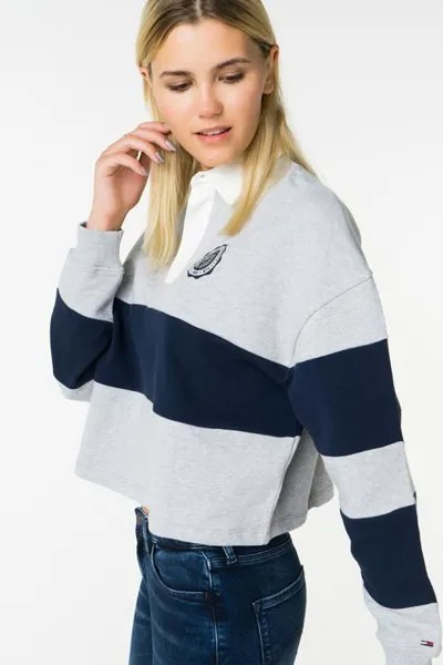 Лонгслив-поло женский Tommy Jeans DW0DW05110 серый M