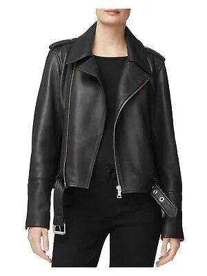 J BRAND Женская черная асимметричная мотоциклетная куртка на молнии с поясом и эполетами S