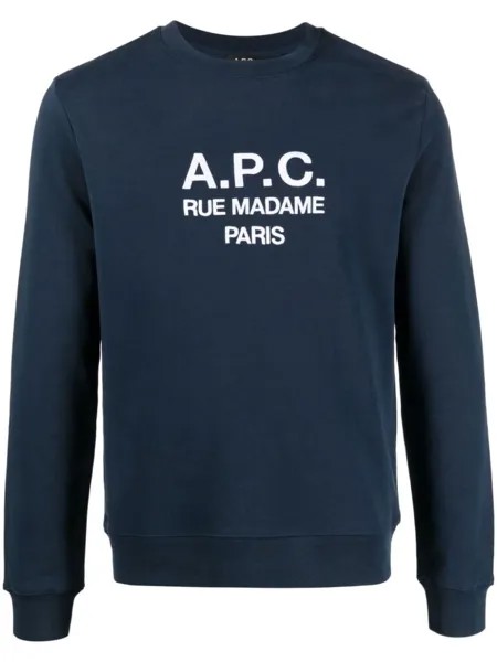 A.P.C. толстовка из органического хлопка с логотипом, синий