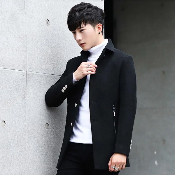 Мужское пальто, осенне-зимние куртки, шерстяное пальто, мужские приталенные корейские мужские пальто, красивое пальто, куртка, пальто KJ265