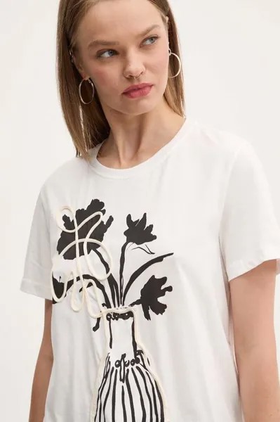 Хлопковая футболка SHADOW Desigual, белый