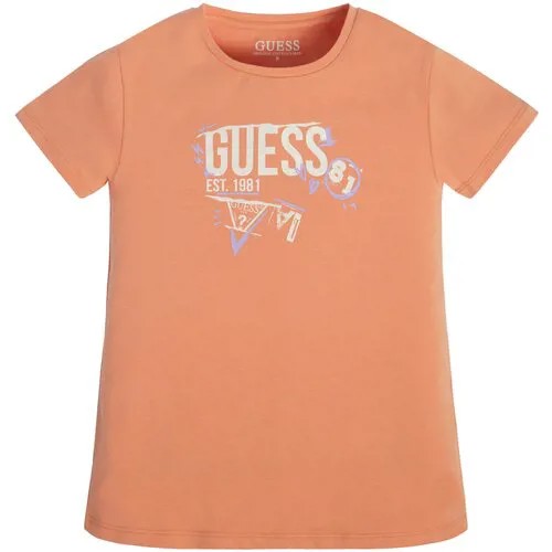 Футболка GUESS, хлопок, размер 170, оранжевый