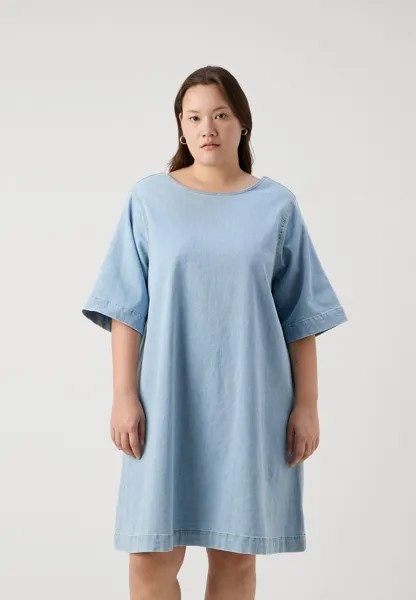 Джинсовое платье CARTINE MIDI ACID A SHAPE DRESS ONLY Carmakoma, светло-голубой