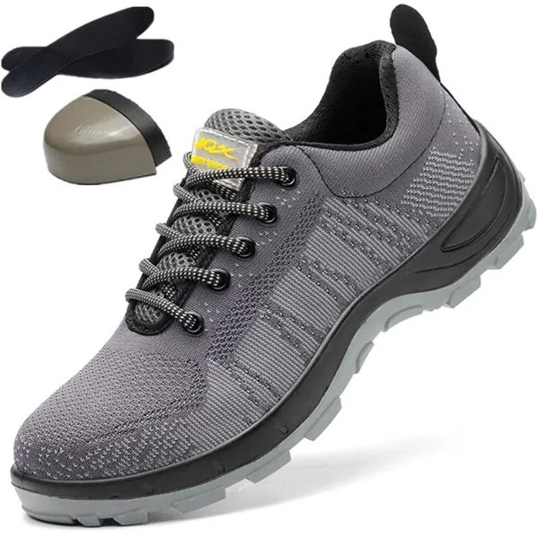 Holfredterse Рабочая защитная обувь для мужчин летние дышащие ботинки стальной носок противоударная конструкция предотвращает скользкие кроссо...