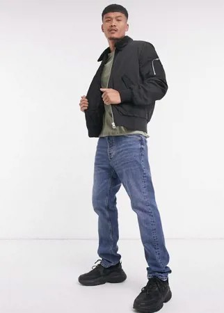 Черный бомбер со съемным воротником из искусственного меха ASOS DESIGN