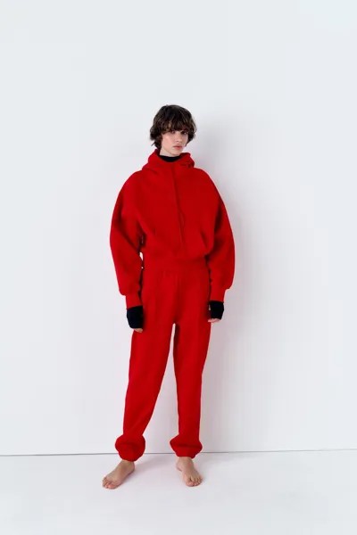 Худи с принтом слогана ZARA, красный