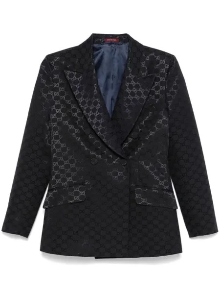 Gucci жаккардовый пиджак с узором GG, синий