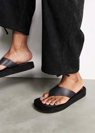 Черные шлепанцы на угловатой платформе ASOS DESIGN-Черный цвет