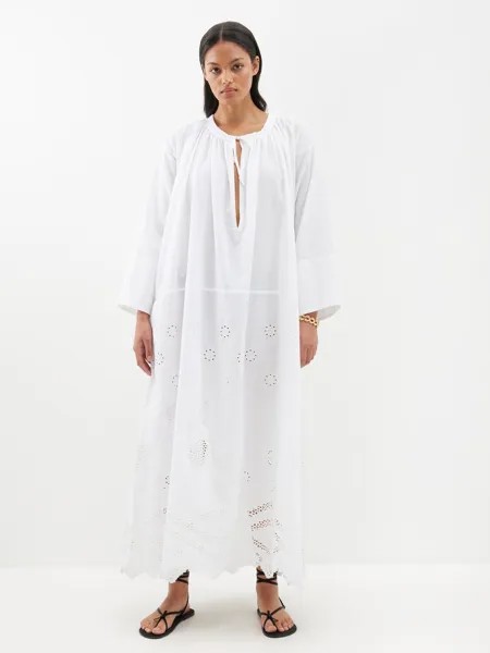 Платье макси nelya из хлопкового поплина с вышивкой Nili Lotan, белый