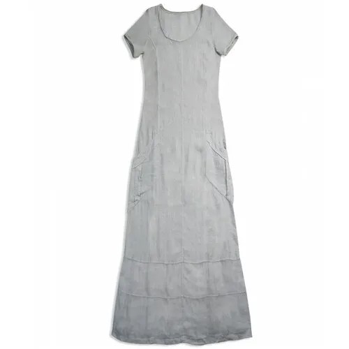 Льняное платье в стиле бохо, сделано в Италии, ID: 15A07023/grey (L (50))