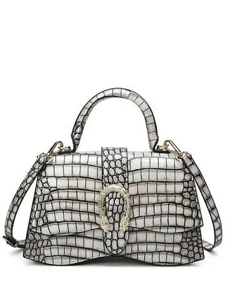 Женская кожаная сумка с тиснением под крокодила Tiffany - Fred, серебро