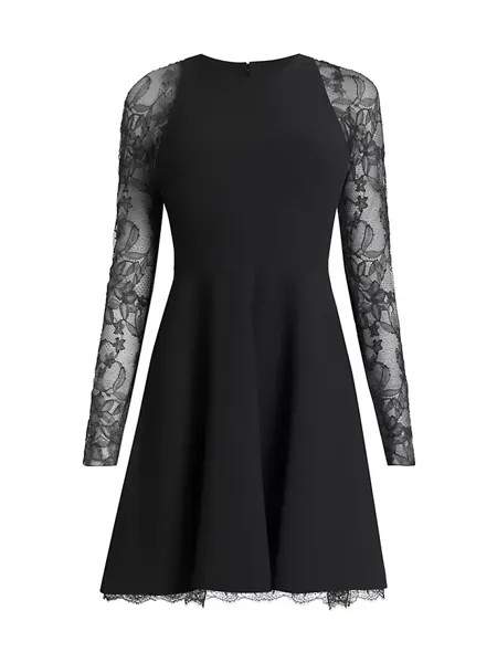 Платье длиной до колена, украшенное кружевом Giambattista Valli, черный