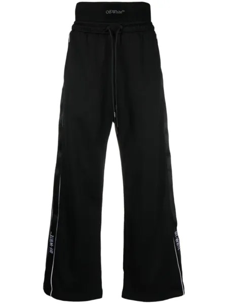 Off-White спортивные брюки с логотипом на лампасах, черный