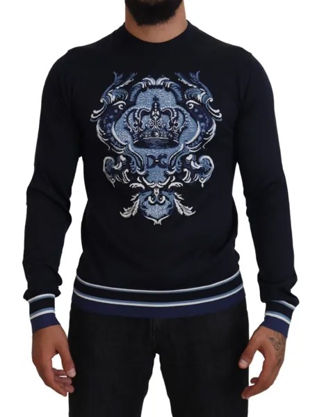 DOLCE - GABBANA Свитер черный DG Crown, пуловер с круглым вырезом IT50/US40/L 1200usd