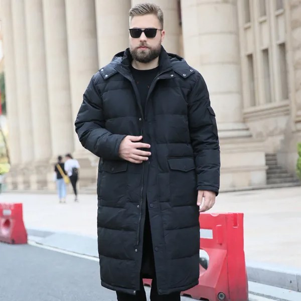 Новинка, Стильное мужское пальто большого размера с воротником-стойкой, теплый зимний пуховик, удлиненная куртка выше колена