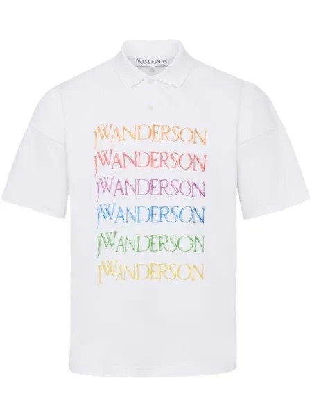 JW Anderson хлопковая рубашка-поло с логотипом, белый
