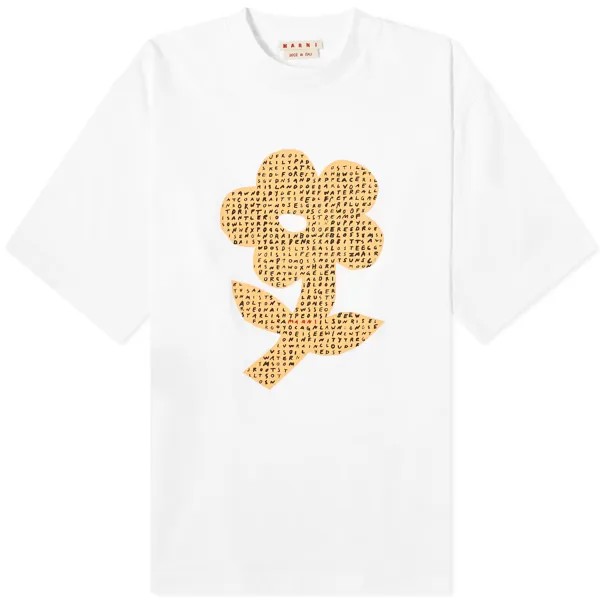 Футболка Marni Flower Word Puzzle, цвет Lily White