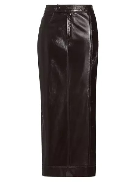 Кожаная юбка-миди с кнопками Zeynep Arçay, цвет dark brown