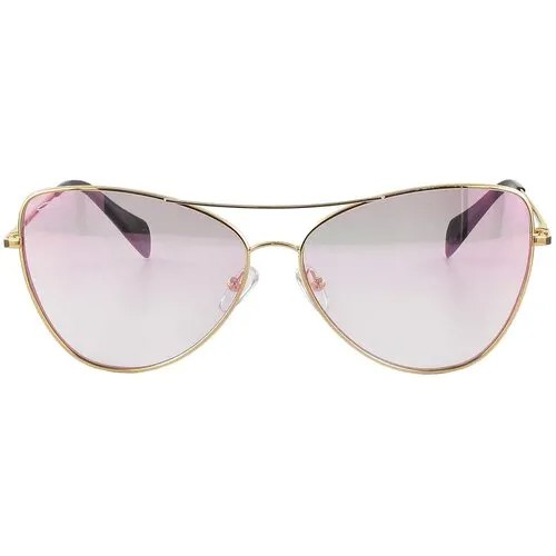 Солнцезащитные очки Genny , авиаторы, оправа: металл, с защитой от УФ, зеркальные, для женщин, золотой