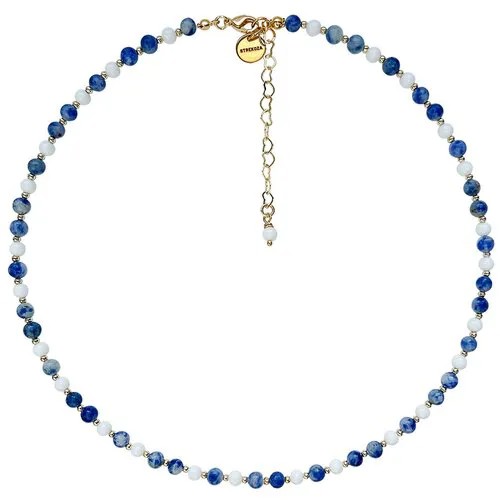 Бусы Strekoza Collection, содалит, агат, длина 40 см, голубой, синий