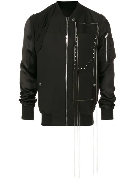 Rick Owens куртка-бомбер с декоративной строчкой, черный
