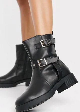 Черные ботинки без застежки ASOS DESIGN Wide Fit Asha-Черный