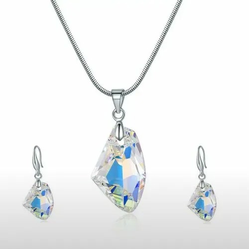 Комплект бижутерии: колье, серьги, подвеска, кристаллы Swarovski, размер колье/цепочки 42 см, желтый