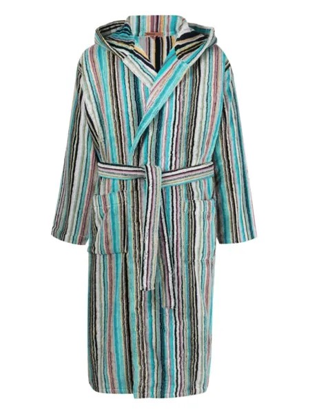 Missoni Home полосатый халат с поясом, синий