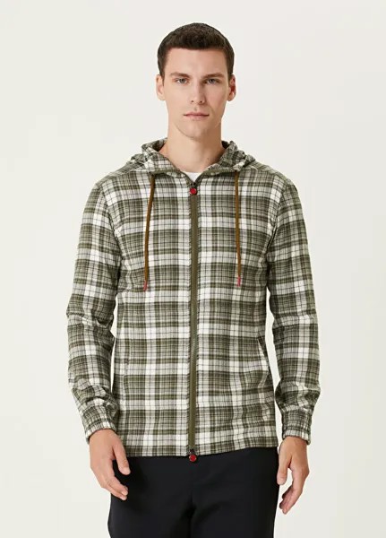 Рубашка в клетку с капюшоном Kiton, зеленый
