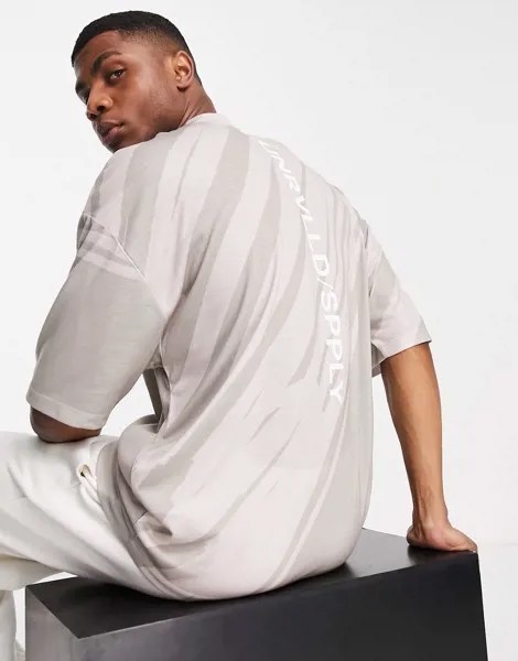 Коричневая футболка в стиле oversized с диагональным абстрактным принтом ASOS Unrvlld Spply-Коричневый цвет