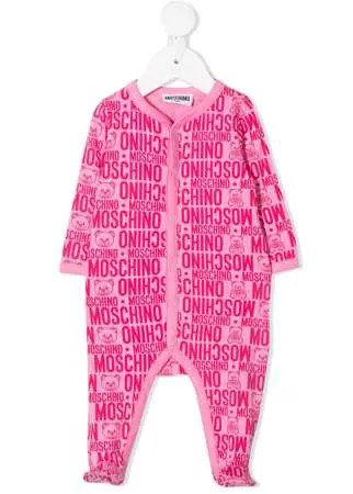 Moschino Kids комбинезон для новорожденного с монограммой