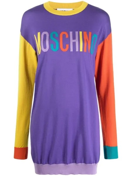 Moschino платье-джемпер с логотипом, фиолетовый