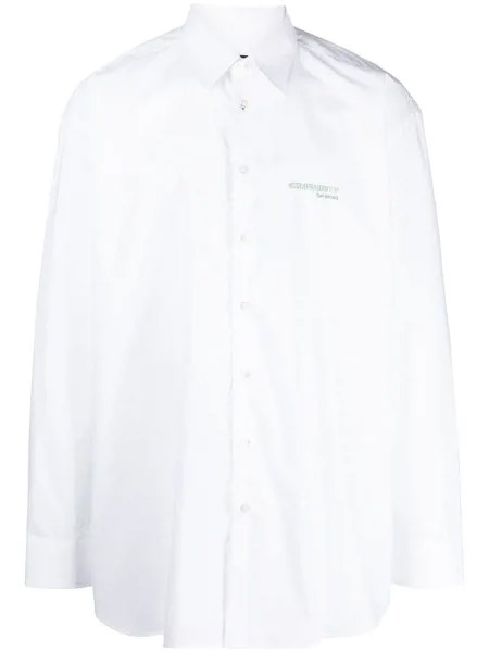 Raf Simons рубашка с длинными рукавами и вышитым логотипом