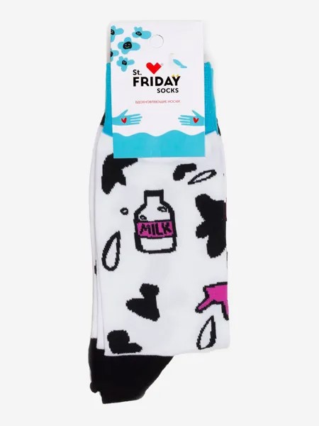 Носки с рисунками St.Friday Socks - Молочные реки, Белый