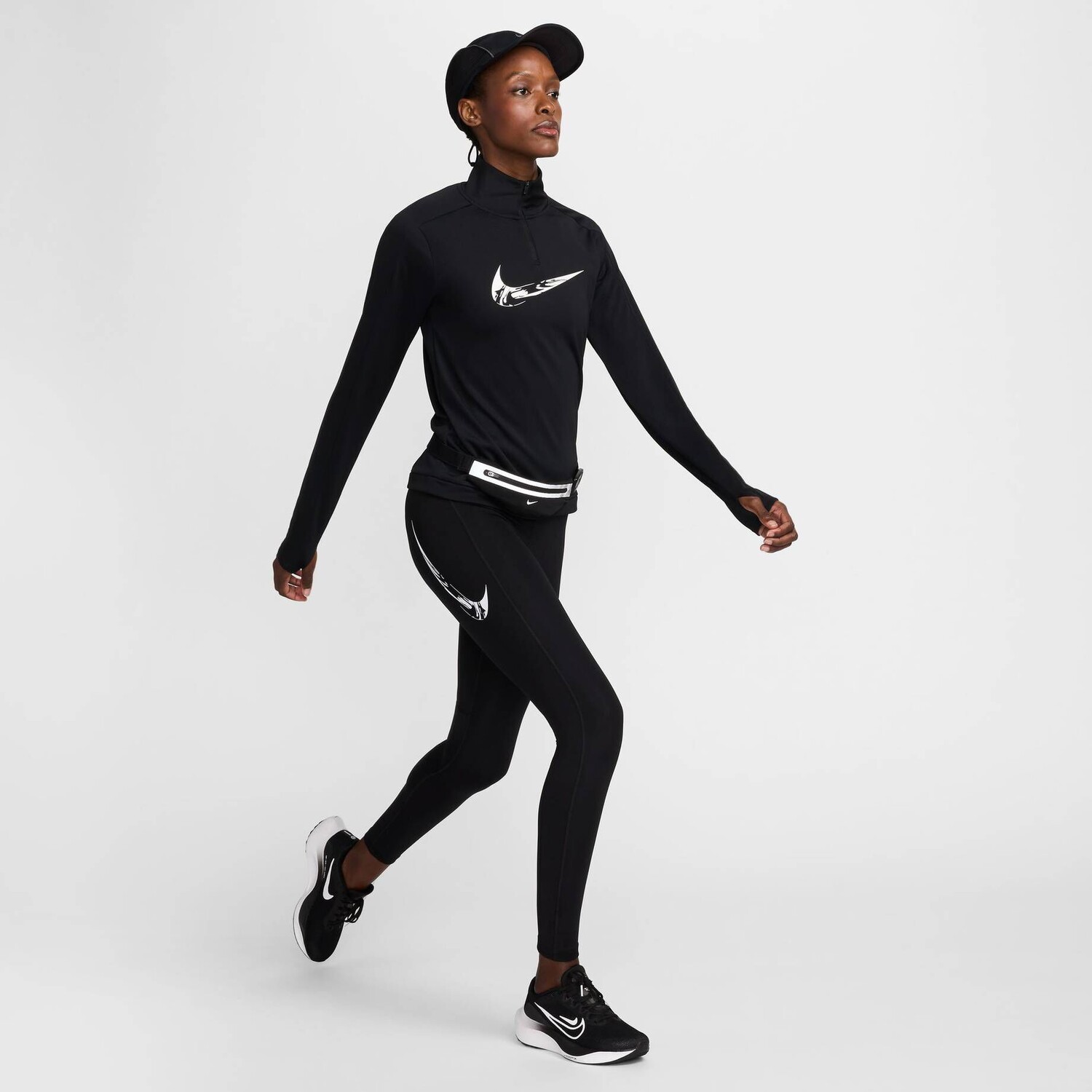 Беговая рубашка с логотипом Swoosh Drift, средний слой Nike, черный