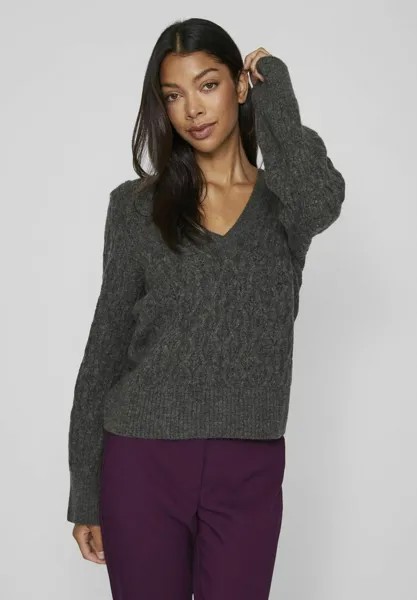 Свитшот VILA V-AUSSCHNITT, цвет dark grey melange