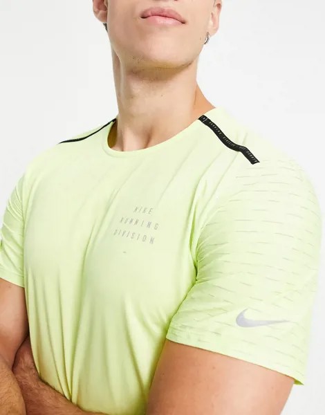 Футболка желтого цвета Nike Running Run Division Statement-Желтый