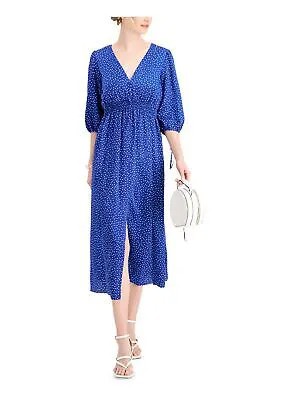 TAYLOR Женское синее вечернее платье-футляр миди с завязками на молнии и рукавами-фонариками V-образным вырезом 16