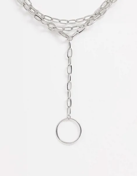 Серебристое ожерелье-цепочка с подвеской-кольцом Uncommon Souls-Серебряный