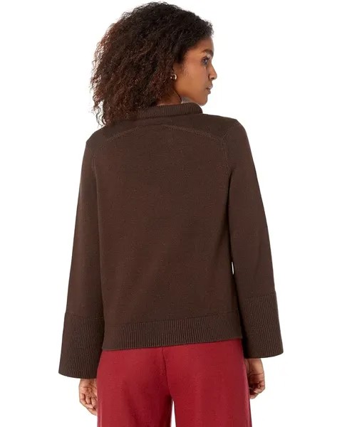 Свитер Elliott Lauren Cozy Yarn Wide Sleeve Crew Neck Sweater with Rolled Neckline, цвет Chocolate
