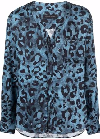 Christian Pellizzari рубашка с V-образным вырезом и леопардовым принтом