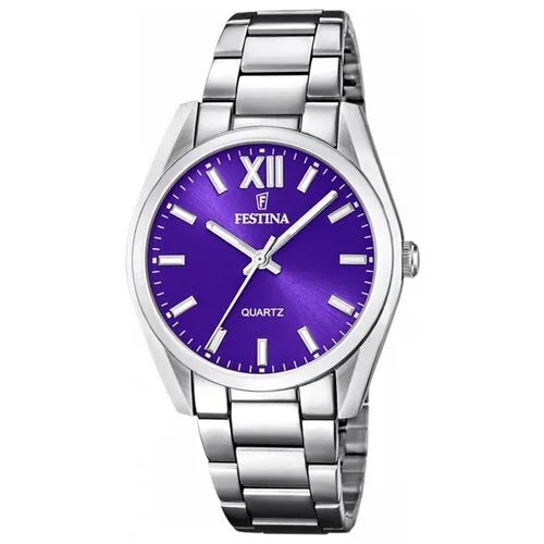 Наручные часы FESTINA, серебряный, фиолетовый