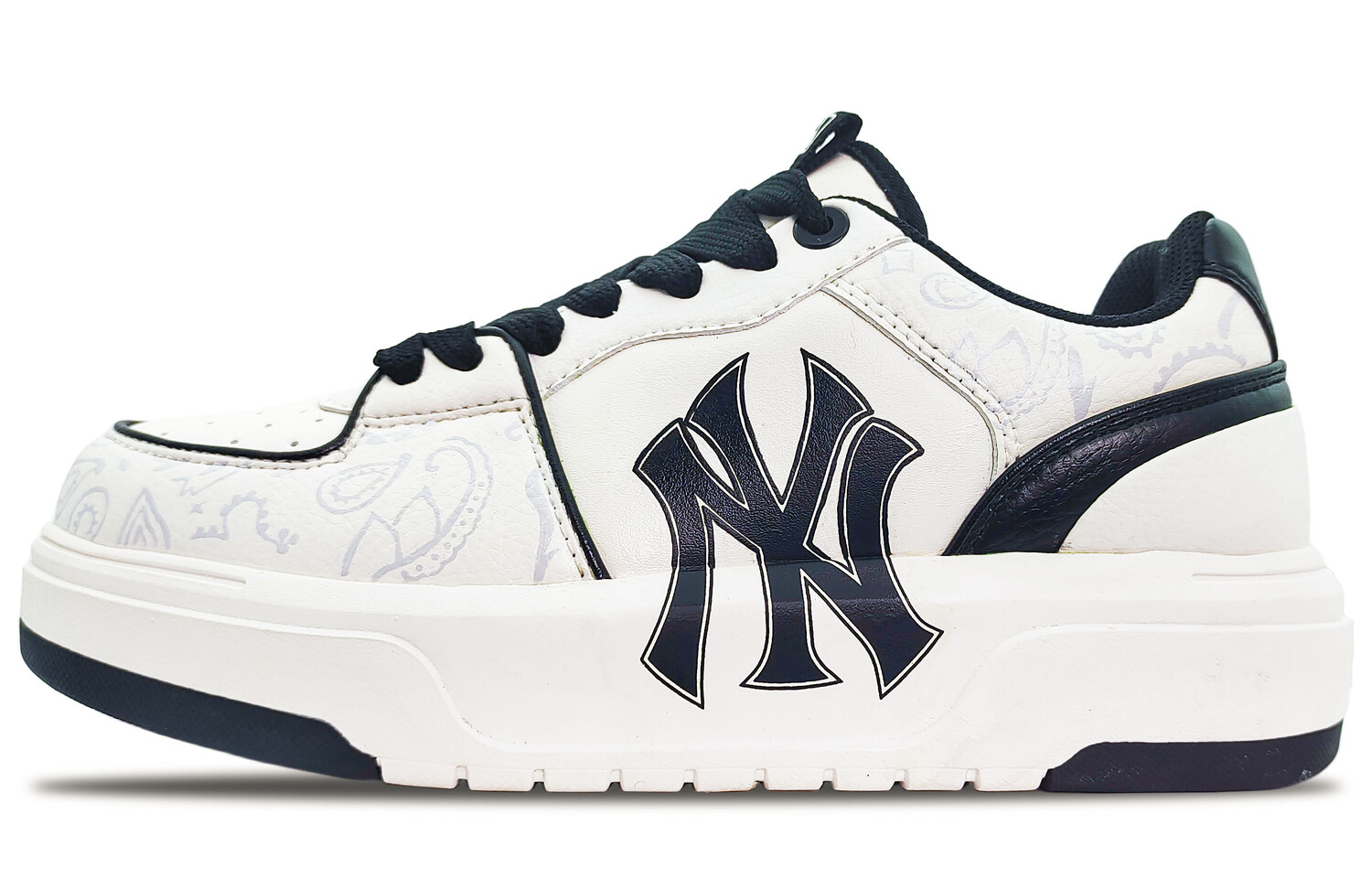 Кроссовки MLB Chunky Liner Skateboarding Shoes Unisex Low-top Gray, черный/белый
