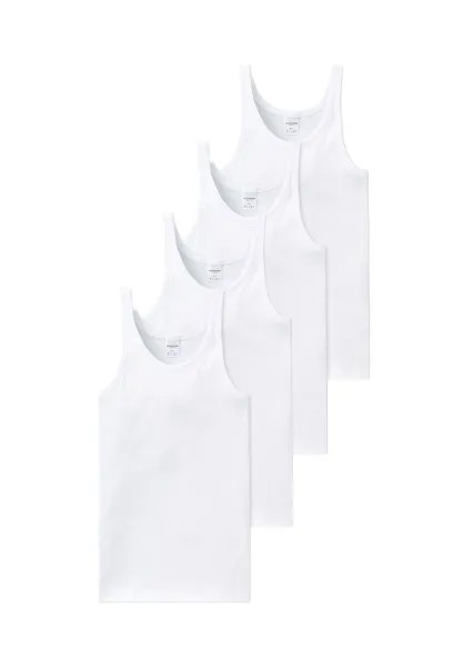 Майка/майка, комплект из 4 шт. Cotton Essentials в тонкую рубчику SCHIESSER, белый