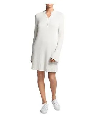 THEORY Женский свитер цвета слоновой кости Henley с длинным рукавом и разрезом Короткое платье Petites P