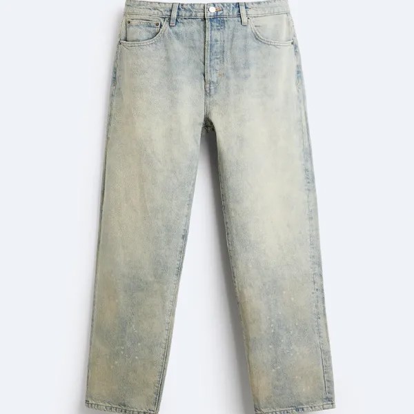 Джинсы Zara Straight Fit, сине-зеленый