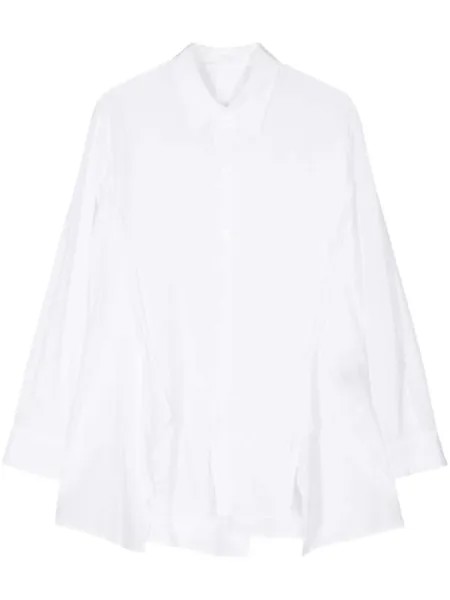 Yohji Yamamoto рубашка с длинными рукавами и драпировкой, белый