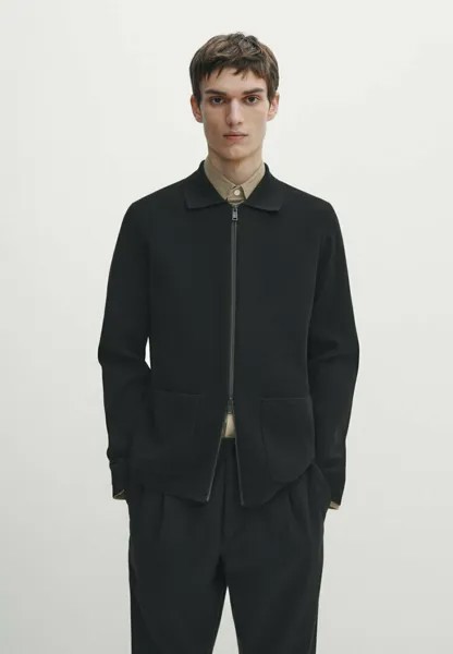 Кардиган Textured Massimo Dutti, черный