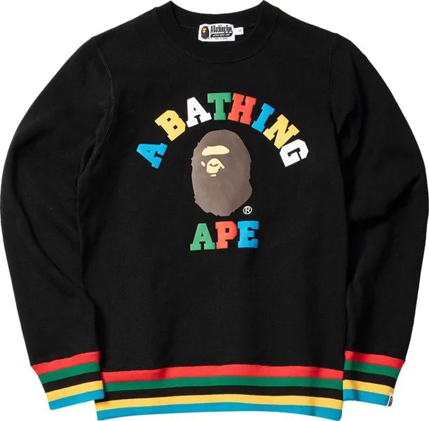 Толстовка BAPE College Line Rib Crewneck 'Black', черный